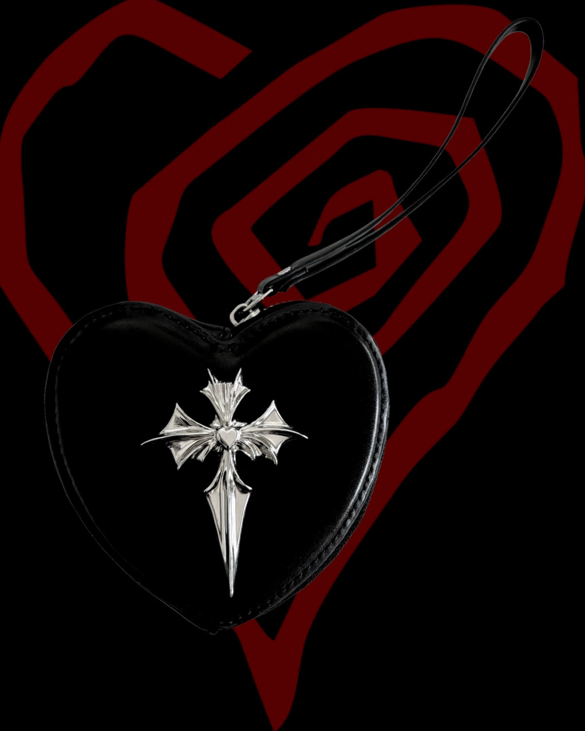 black heart bat wristlet
