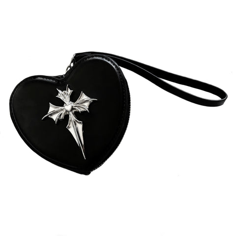 black heart bat wristlet